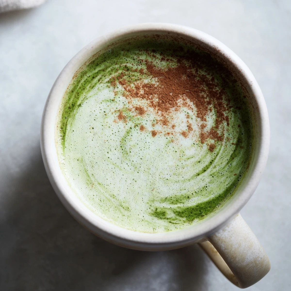 Steaming Cinnamon Maple Oat Milk Matcha Latte, the dairy-free drink perfect for chilly mornings and vegan diets.