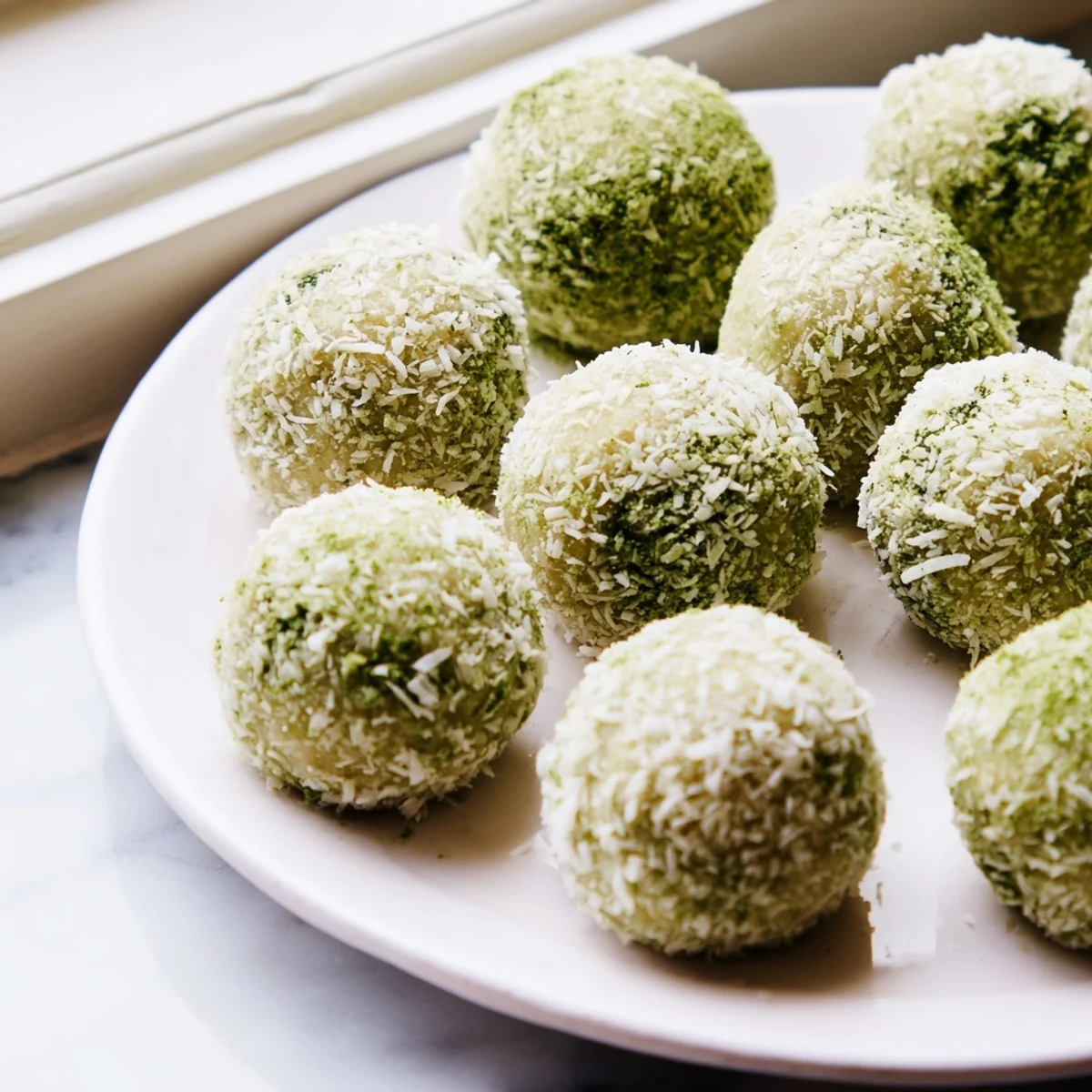 Enjoy these keto-friendly coconut matcha snowball fat bombs, the perfect chilled, bite-sized dessert!