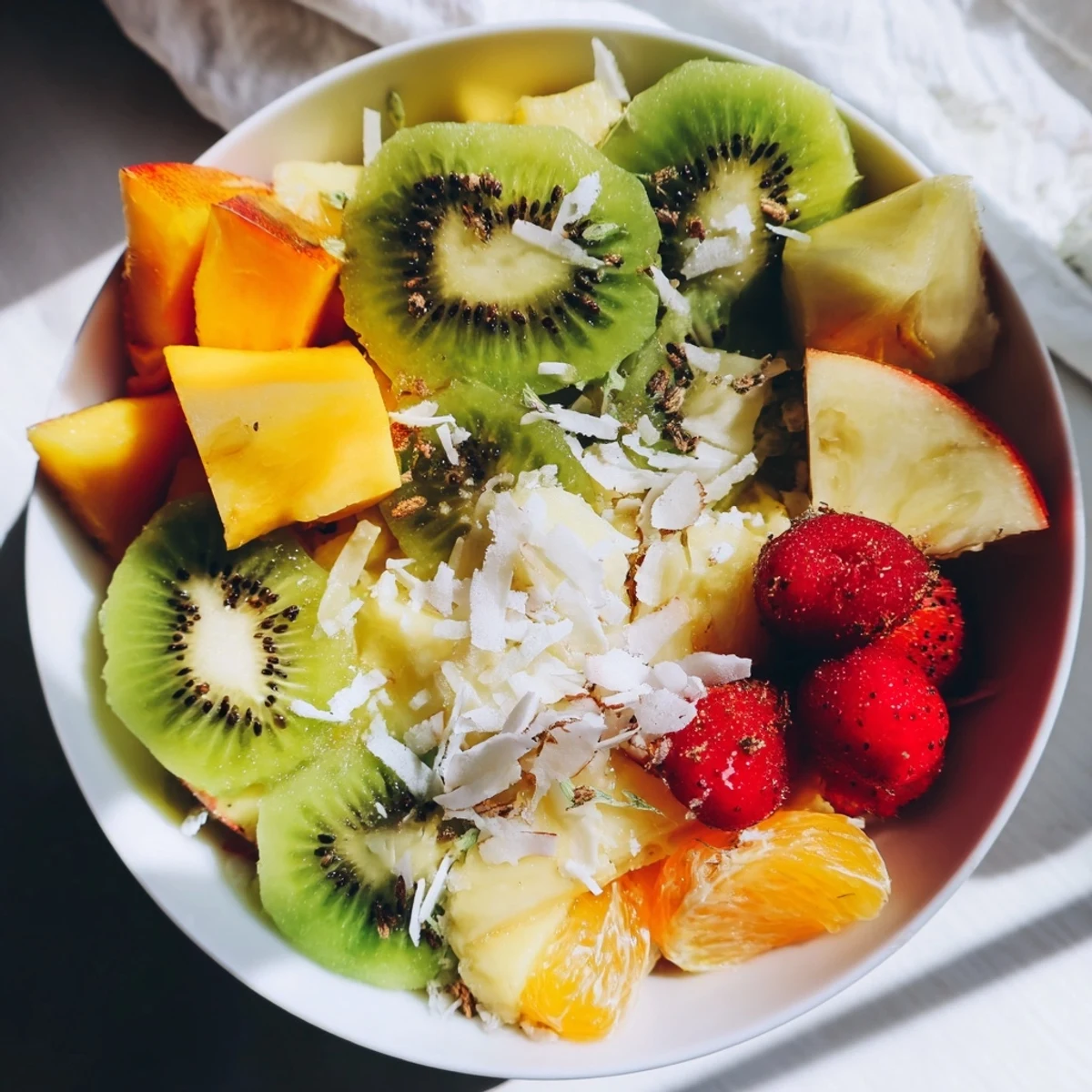 Refreshing Tropical Pineapple Platter, bursting with colorful fruits, ideal for a summer dessert.