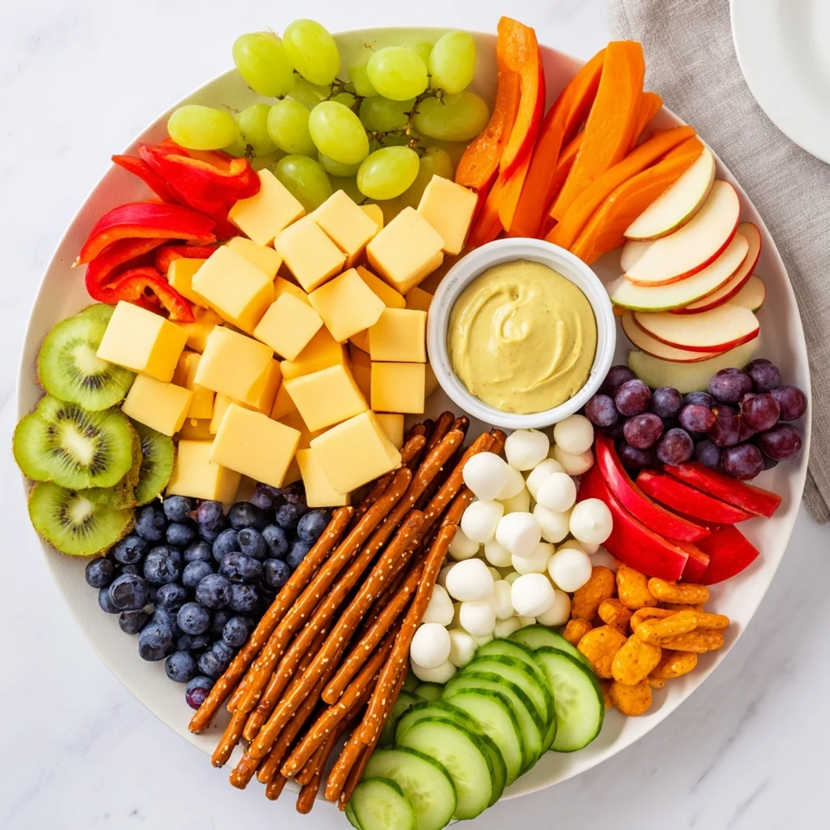 Spaceship Launch Snack Board overflowing with vibrant fruits, cheeses, and crunchy snacks for sharing.