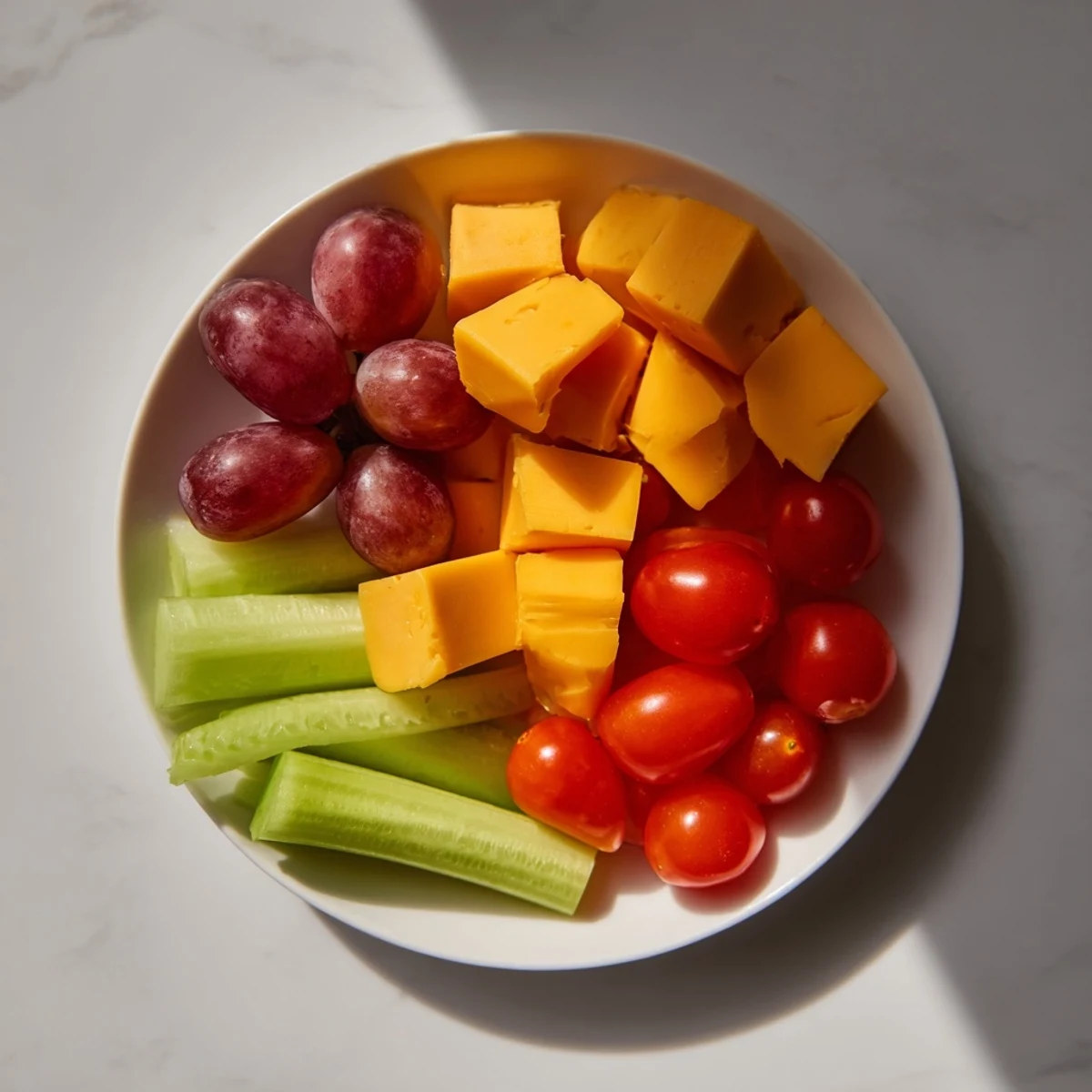 Road Trip Snack Platter with colorful veggies, cheese cubes, and easy-to-grab treats for travel.