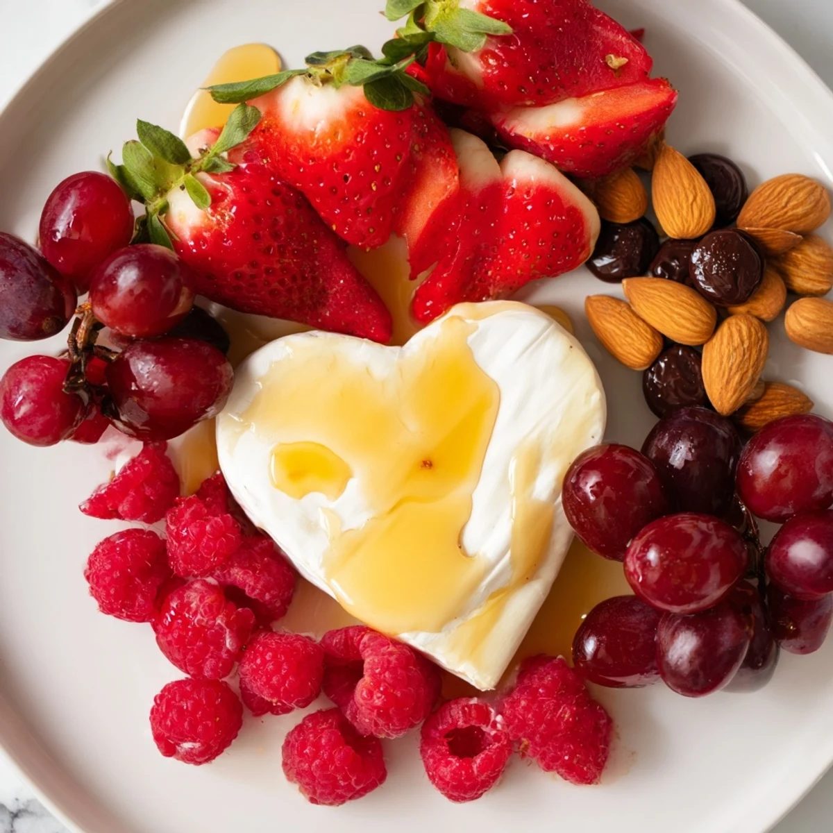 This Sweetheart Brie and Jam Board looks inviting, with glistening fruit and creamy Brie perfect for sharing.