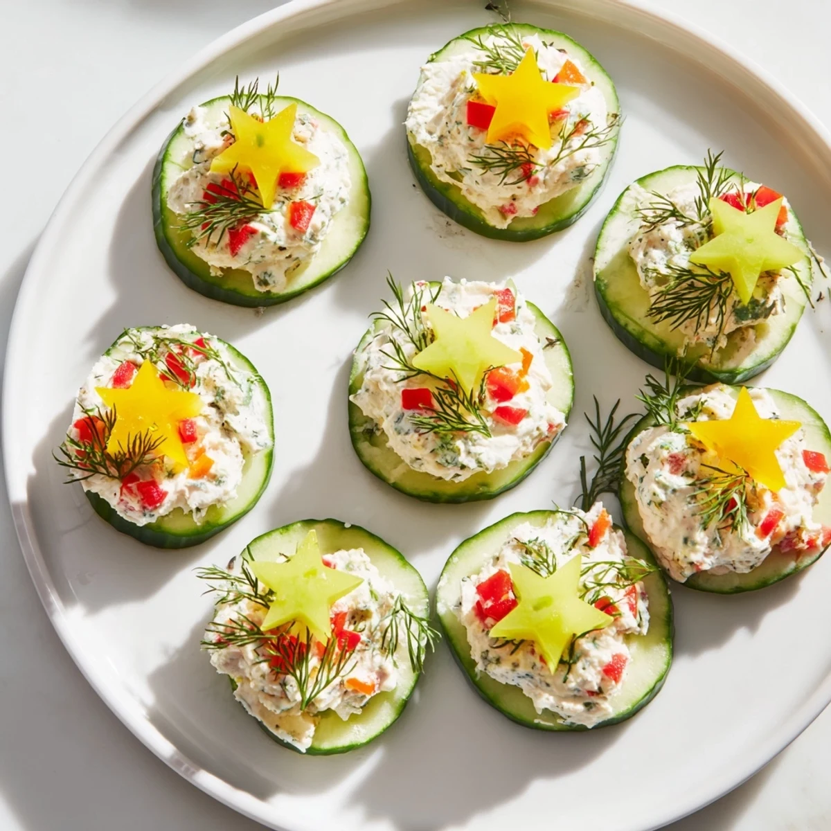 Holiday Star Cucumber Bites