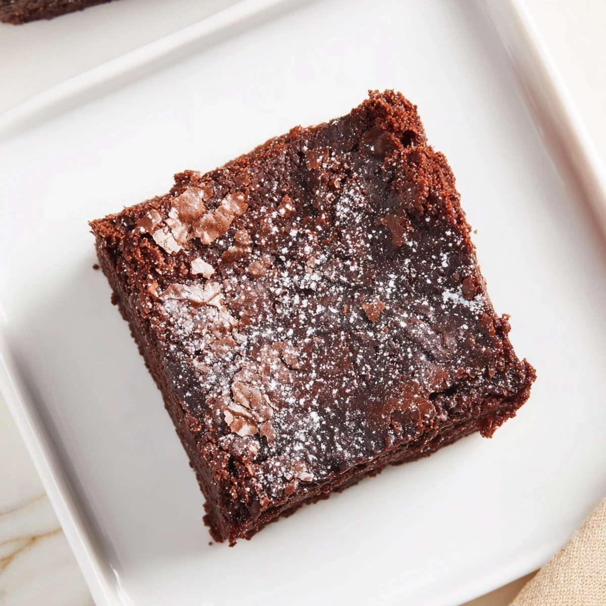 Brownie Squares with Sugar Dusting