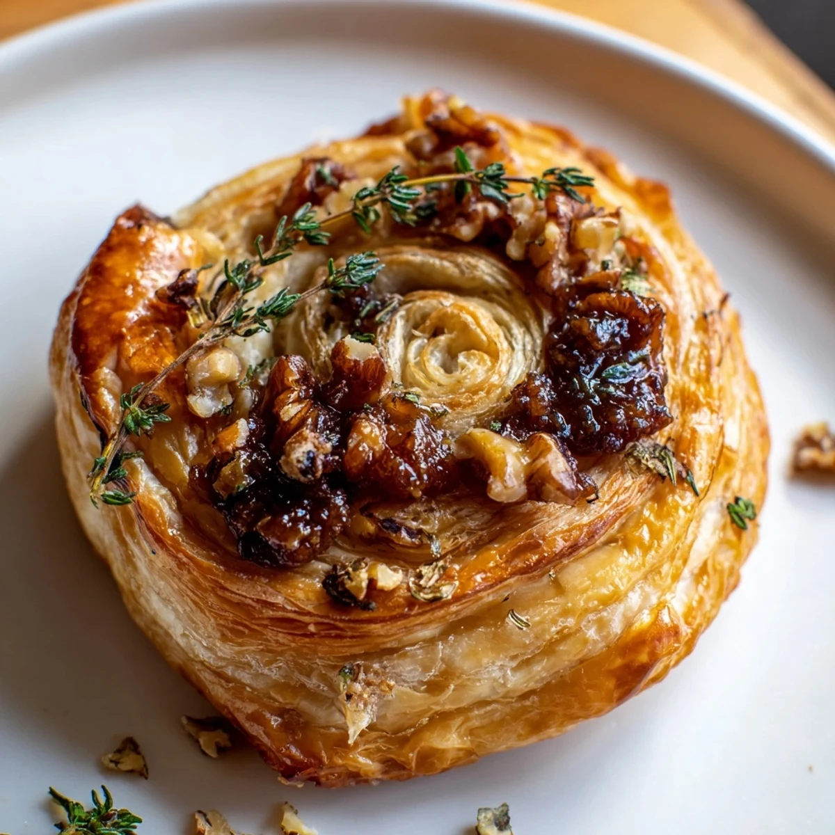 Golden-crusted baked Brie with fig jam, alongside crackers, offering a savory treat.
