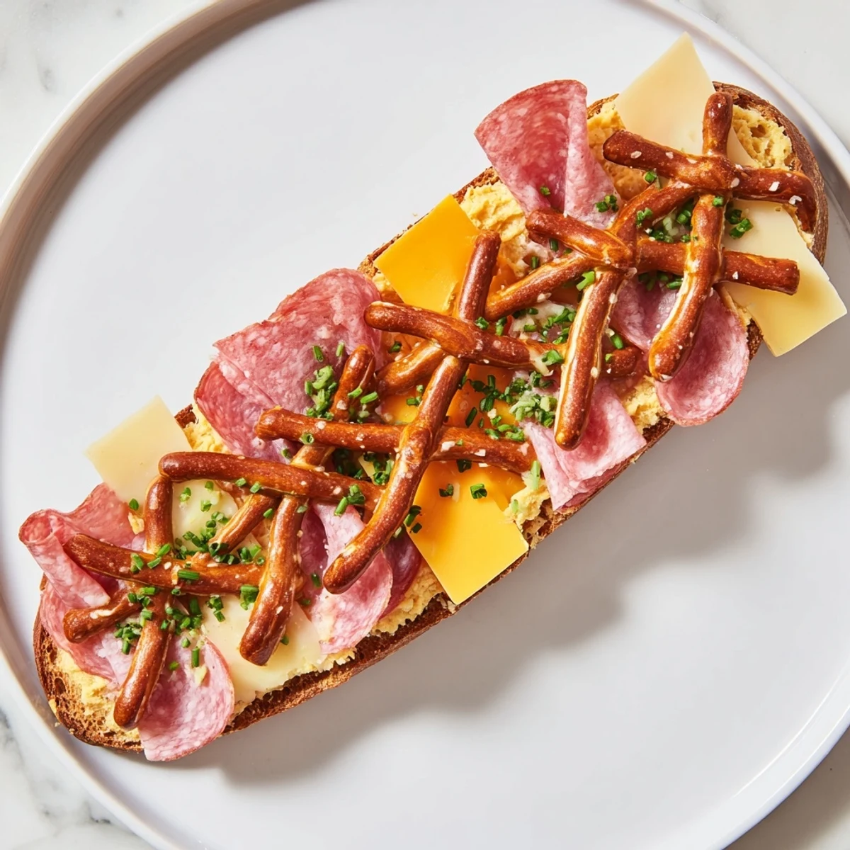 Savor the textures of The Lattice Window, with pretzel sticks forming a creative lattice design.