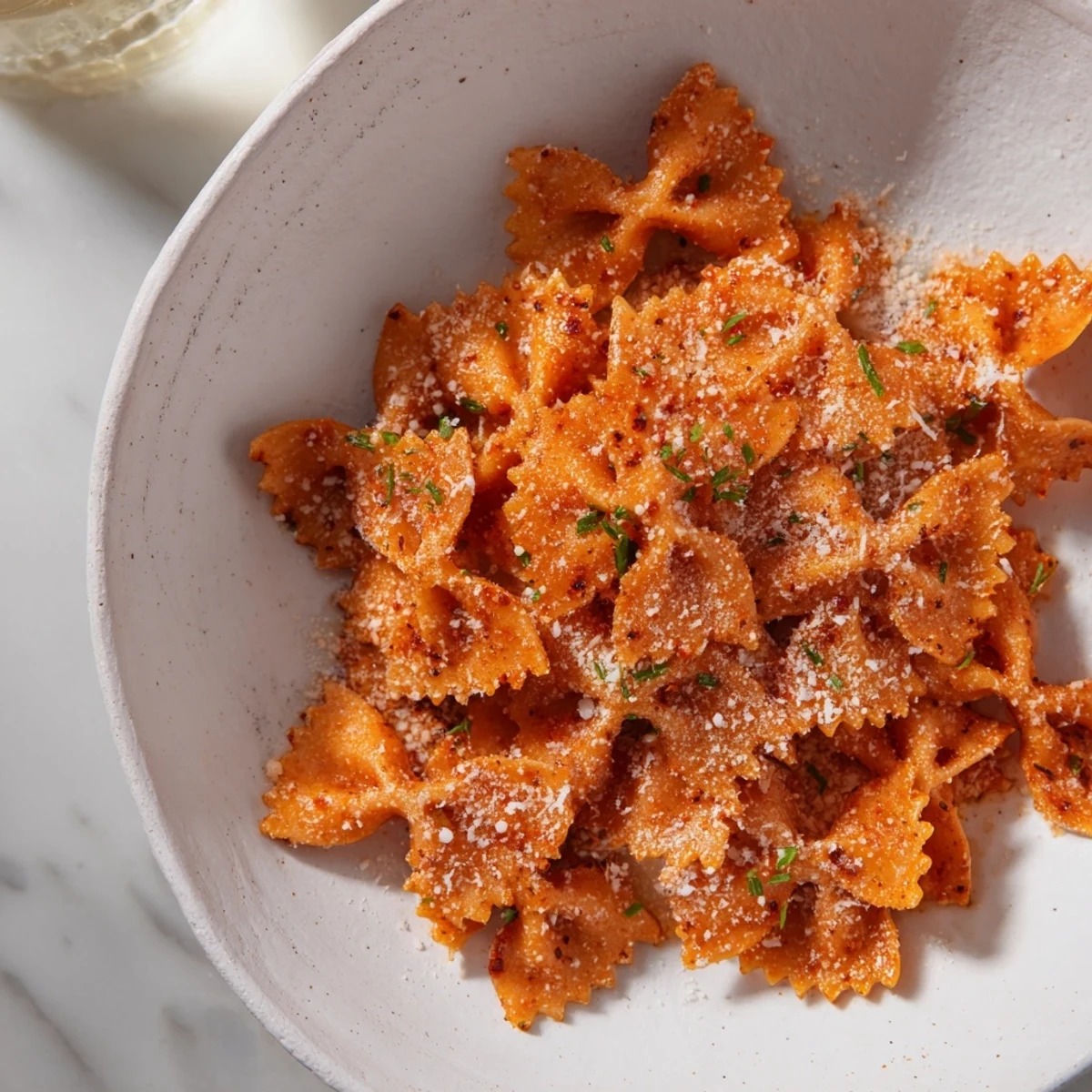 A cozy bowl of Pasta Chip Cereal, with golden pasta and rich parmesan broth, ready to eat.