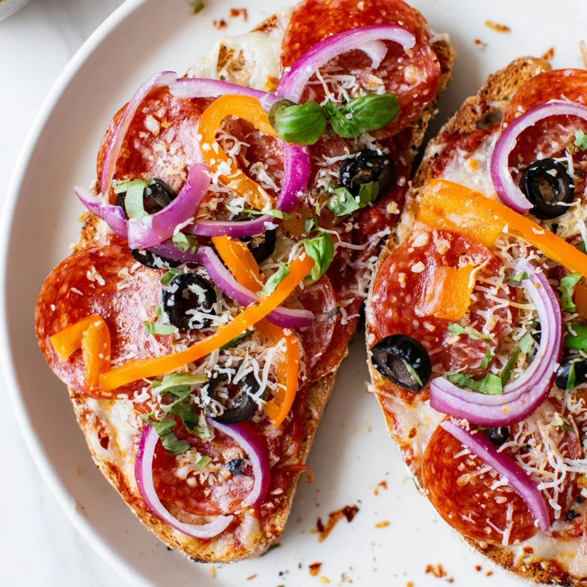 Golden, bubbling Pizza Toast 2.0 with melted mozzarella and pepperoni, a satisfying, cheesy treat.