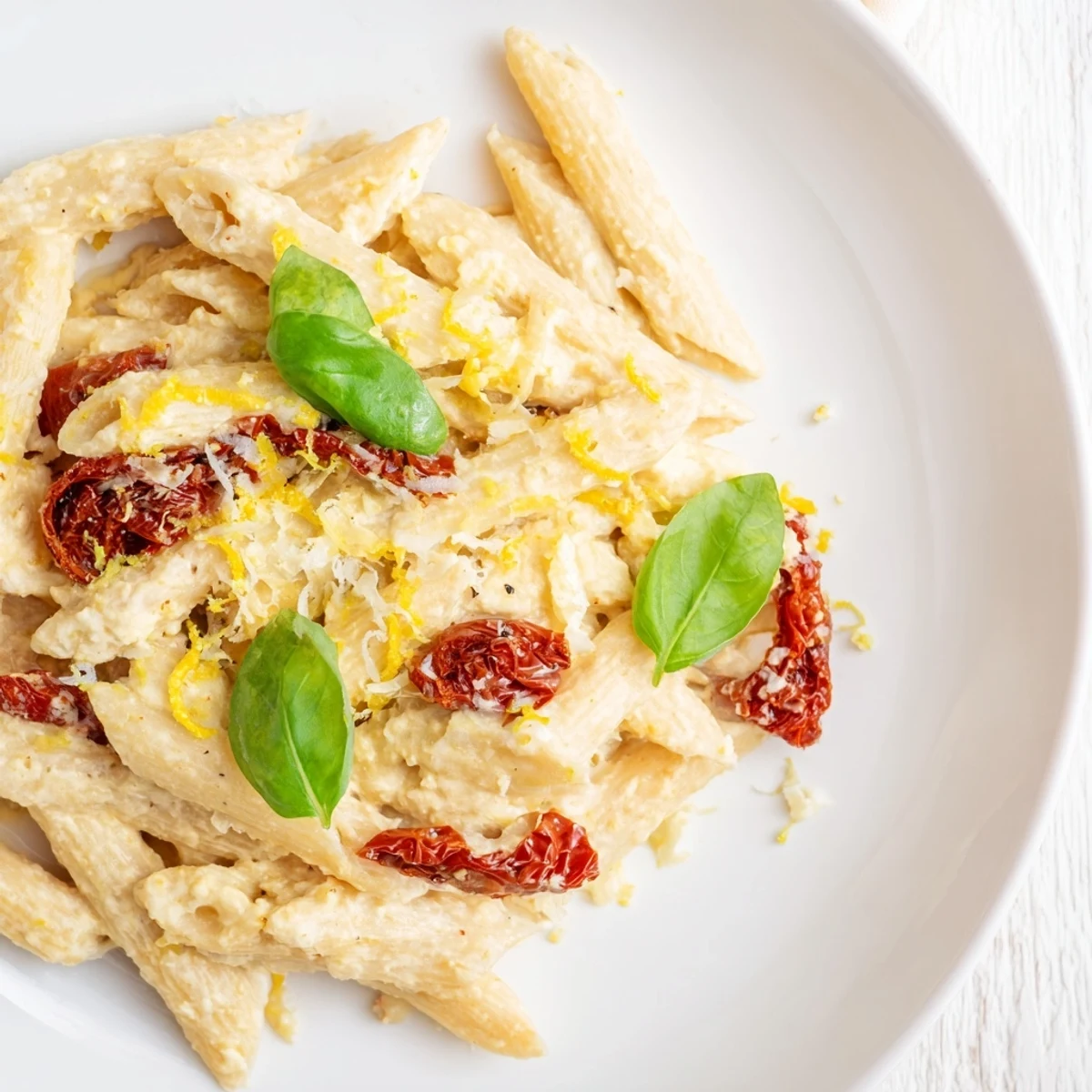 Golden-brown baked feta pasta with burst cherry tomatoes and fragrant herbs in a warm dish.