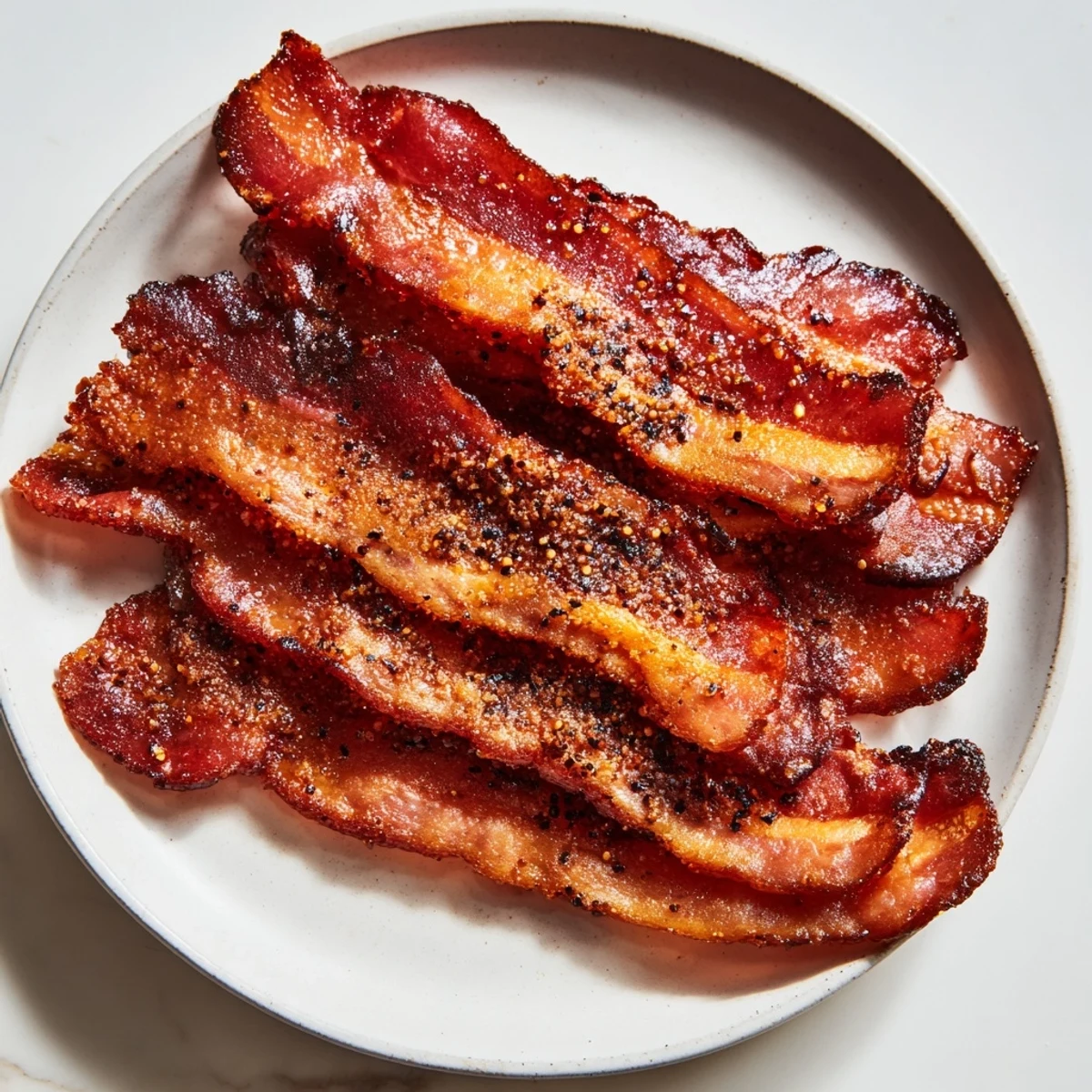 Golden-brown Snoop Dogg Billionaire Bacon, coated in a spiced sugar crust, perfect for brunch.