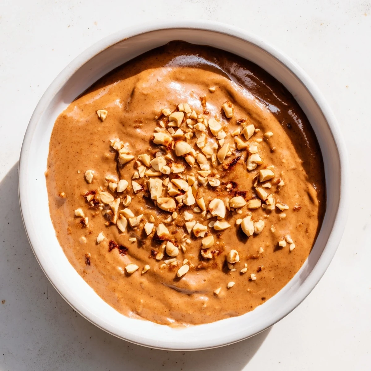 A bowl of savory Indonesian satay sauce, aromatic and delicious, ideal for a gluten-free meal.