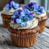 Delicate vanilla cupcakes with smooth buttercream topped by edible flower blossoms, perfect for baby showers or spring celebrations.