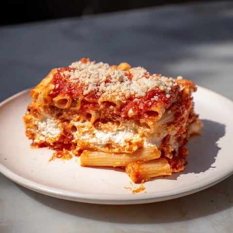 Steaming slow cooker baked ziti, bubbling cheese and tender pasta, a perfect comfort food.