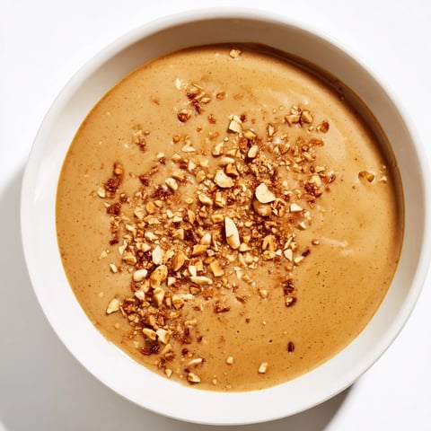 Creamy Indonesian satay sauce, ready to drizzle, with a rich peanut butter and coconut milk base.