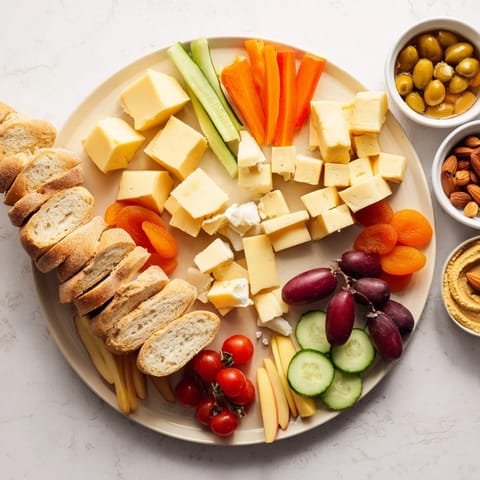 A close-up of a delightful picnic basket snack board, ready to enjoy outdoors with friends or family.