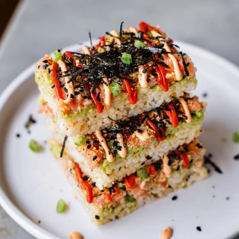 Crispy Rice Salmon Stack