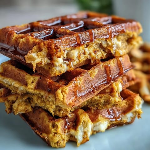 Golden anti-inflammatory turmeric waffles with berries, a vibrant breakfast delight.