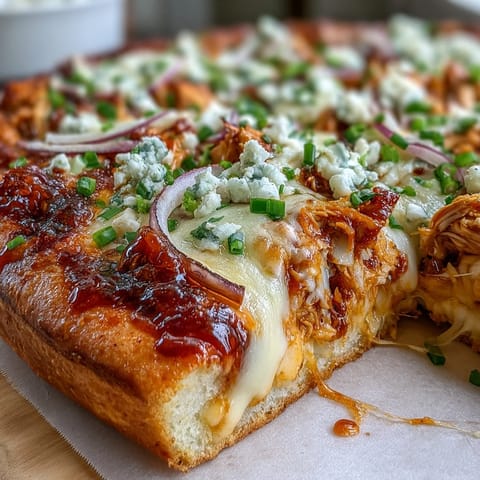 Slice of cheesy Buffalo Chicken Pizza on a plate next to crisp celery sticks, serving a classic game day dinner.