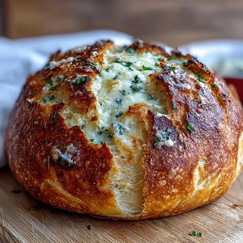Warm steam rises from slices of Perfect Parmesan Garlic Artisan Bread on a rustic cutting board.
