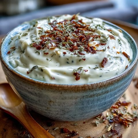Creamy Southwest Ranch Sauce in a glass jar with a spoon, perfect for dipping crispy fries and vegetables.