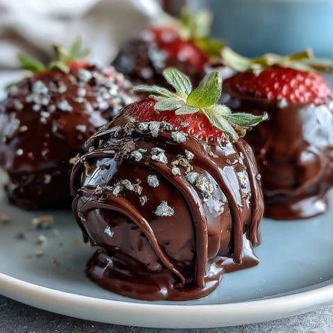 Dubai Chocolate Strawberry Truffles with Gold Flakes: Elegant dark chocolate truffles infused with strawberry, coated in rich chocolate, and crowned with shimmering edible gold for a luxurious dessert experience.