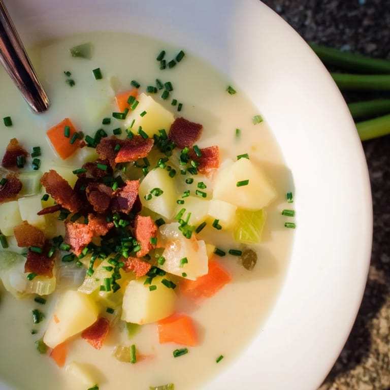 Creamy, rich The Ultimate Potato Soup, easily made vegan, perfect for a cold evening meal.