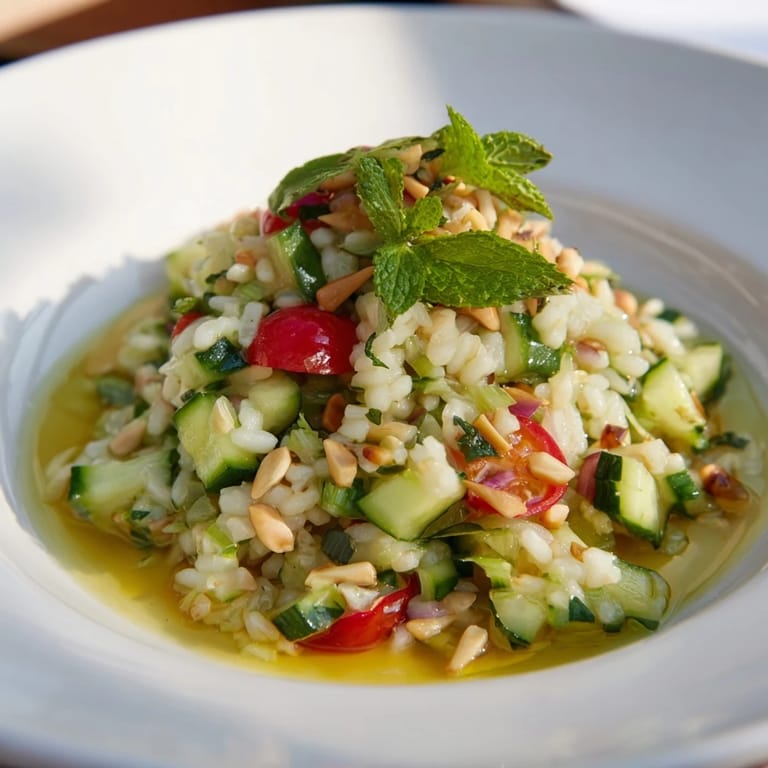 Imagine a refreshing Crispy Cucumber Rice Salad with toasted nuts and sesame seeds for added texture.