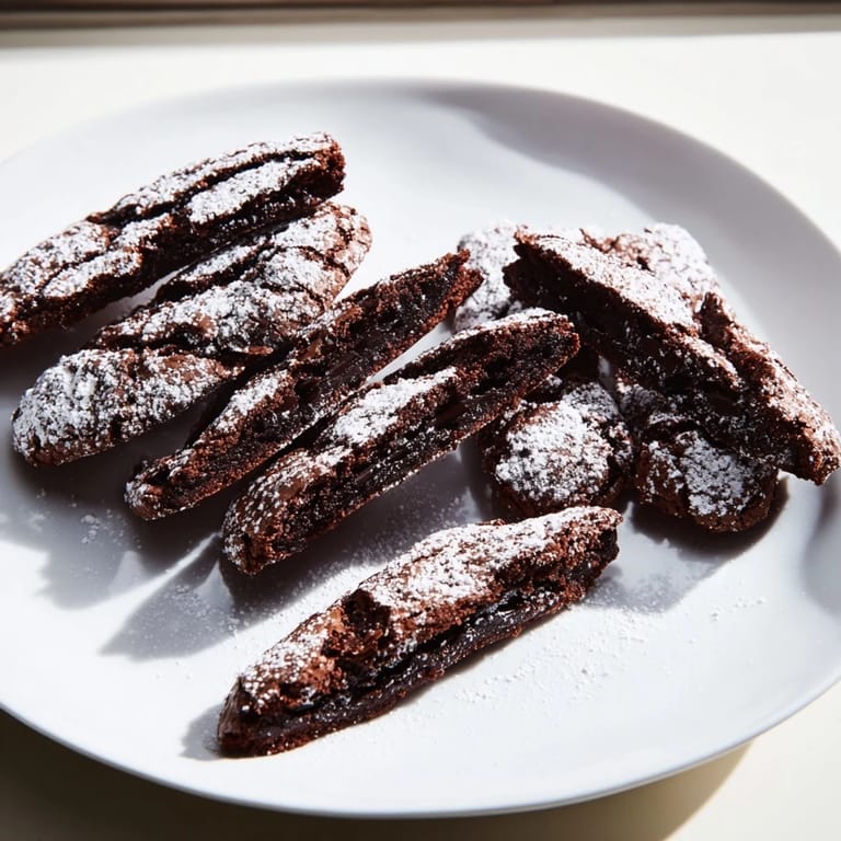 Perfectly round chocolate crinkle cookies with snowy powdered sugar coating, inviting you to enjoy.