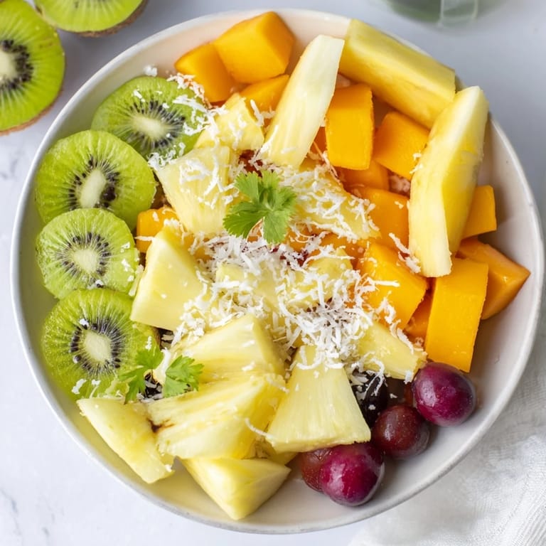 A beautifully arranged Tropical Pineapple Platter, showing sweet pineapple chunks and vibrant fruit.