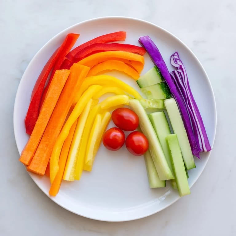 Enjoy a healthy serving of fresh Rainbow Arch Bright Veggie Sticks, perfect for parties or a quick snack!