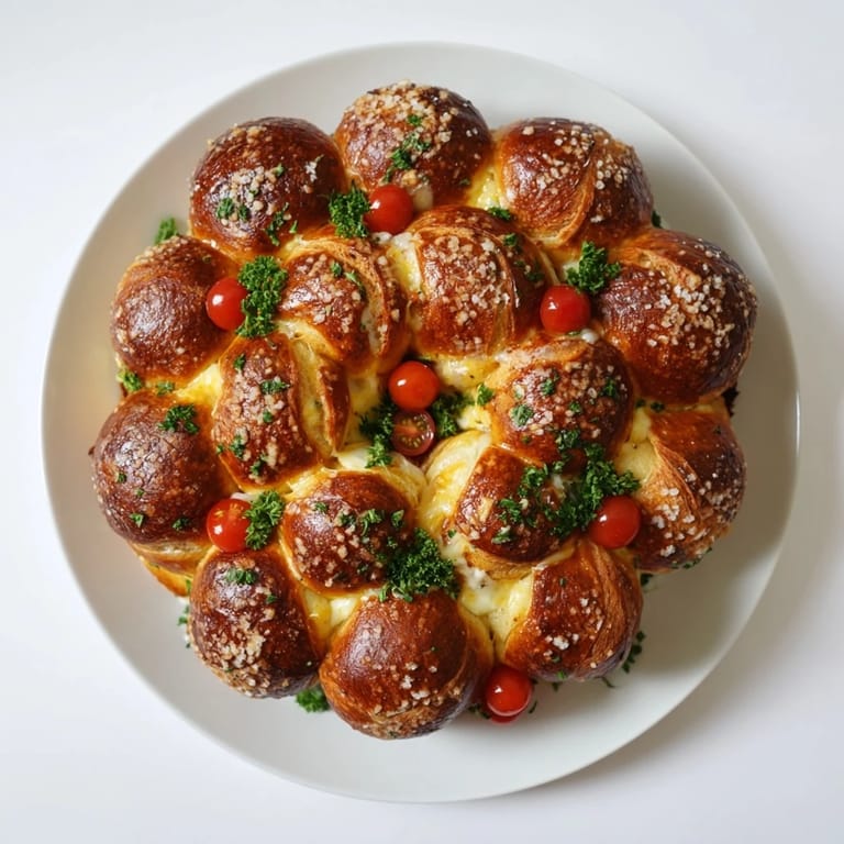 A close-up of a festive pretzel joy wreath, baked to a perfect golden brown, ready to be devoured.