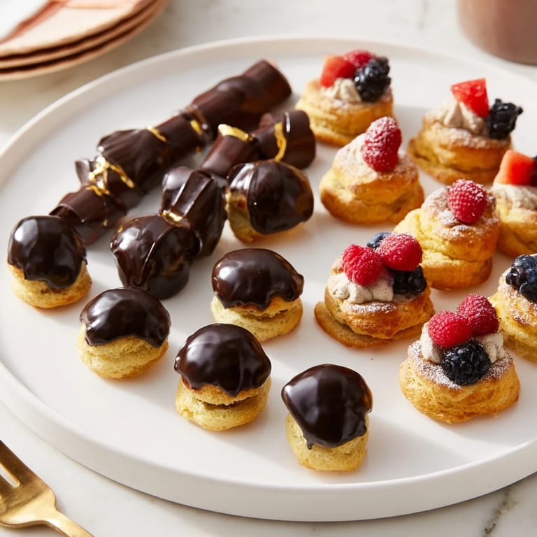This image shows a beautifully arranged Piste de Train Mignardises, perfect for a fancy afternoon tea party.