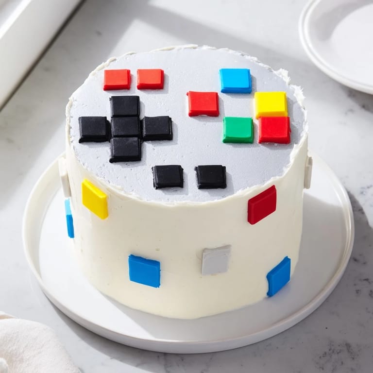 Imagine biting into this yummy Pixel Video Game Controller Cake, a fun dessert decorated with edible art.