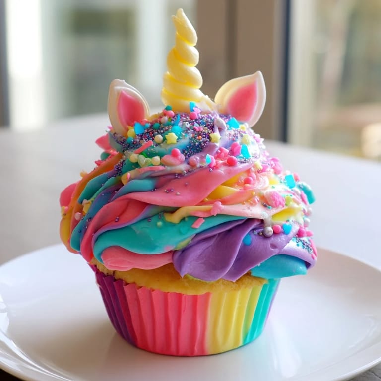 Delightful view of a Magical Unicorn Dessert Table, showcasing frosted cupcakes alongside meringue kisses.
