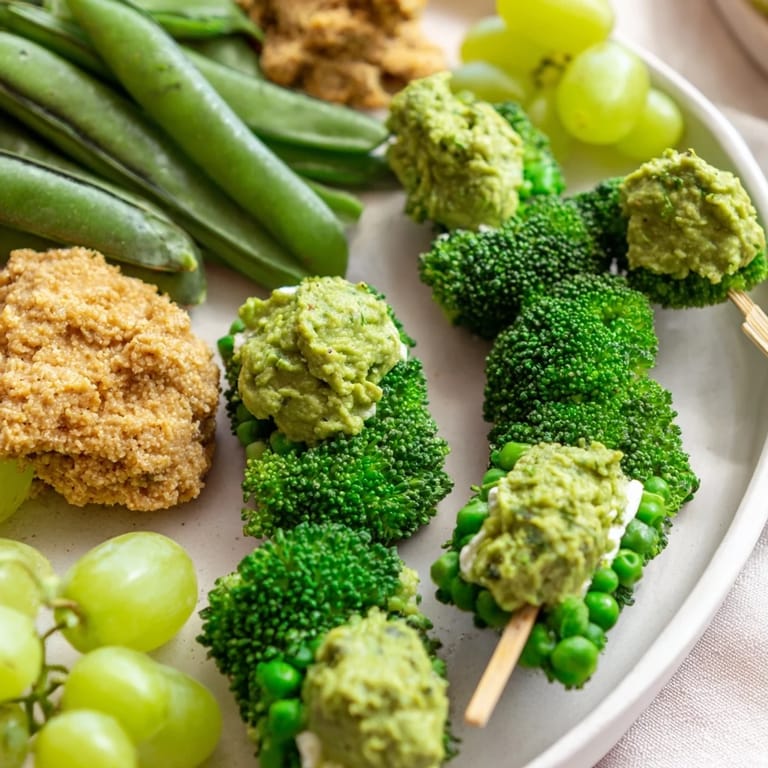 Close-up of creatively arranged Attaque d'Extraterrestres Snacks Verts, complete with black olive eyes and veggie chips.