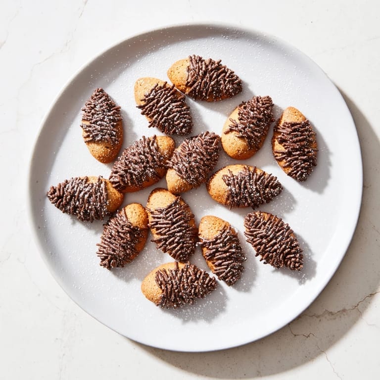 These festive Pinecone Shaped Peanut Butter Cookies display a delightful arrangement, ready for holiday celebrations.