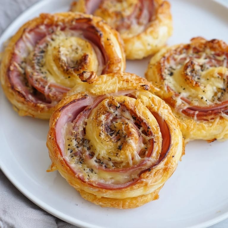 Warm, cheesy filling spilling from these delightful Savory Ham and Cheese Pinwheel Rolls, ready to eat!