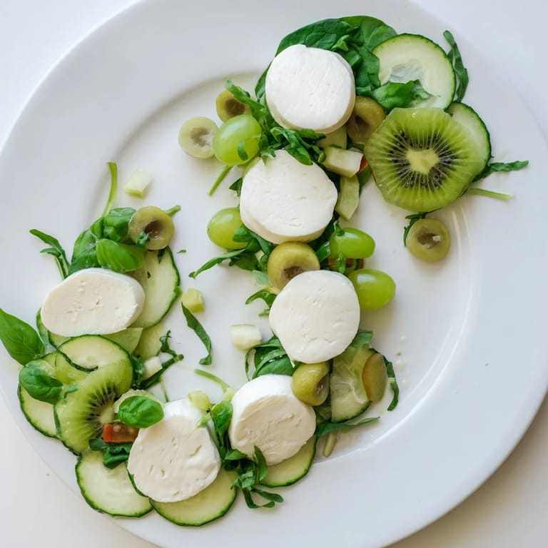 Vibrant Emerald Isle Greenscape salad, bursting with green flavors and a drizzle of pesto dressing.