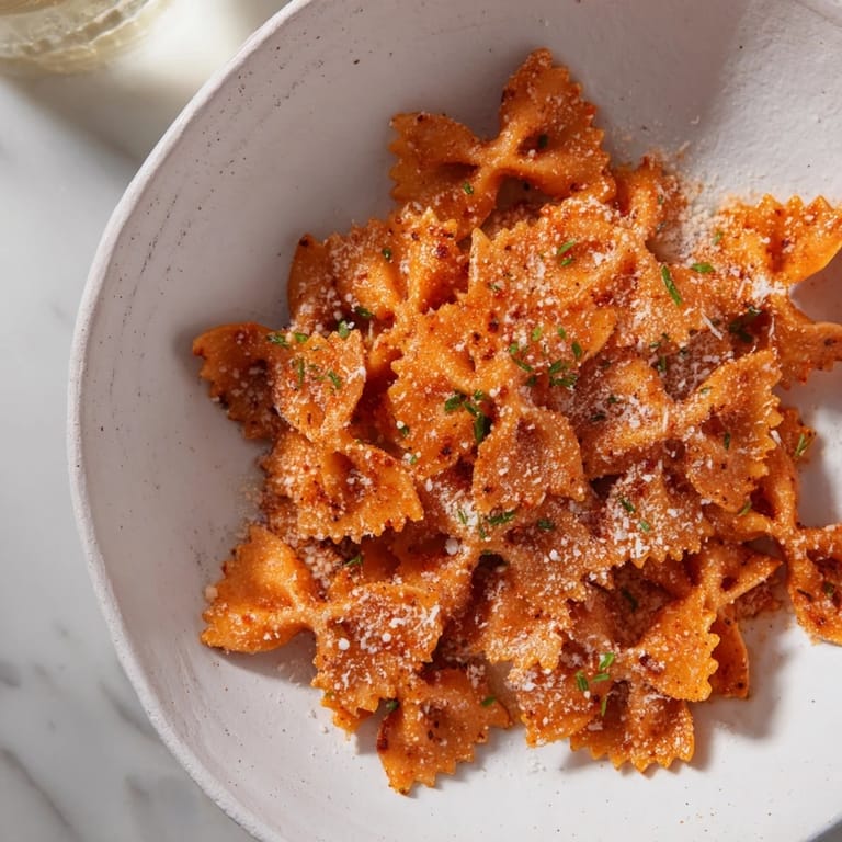 A cozy bowl of Pasta Chip Cereal, with golden pasta and rich parmesan broth, ready to eat.