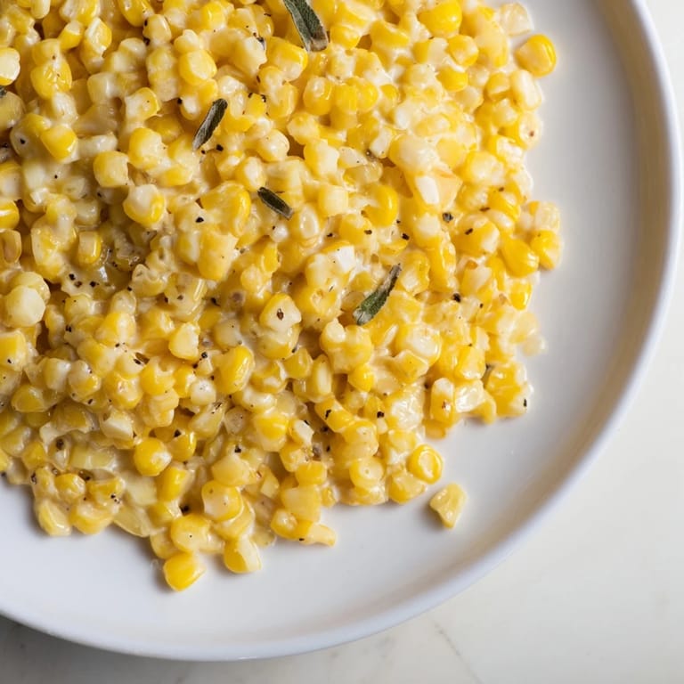 Warm and savory, a skillet of honey butter corn with melted cream cheese looks irresistible.