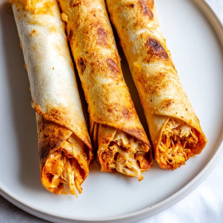 Air Fryer Taquitos, freshly made, show off their delightful crunch and savory chicken filling for sharing.