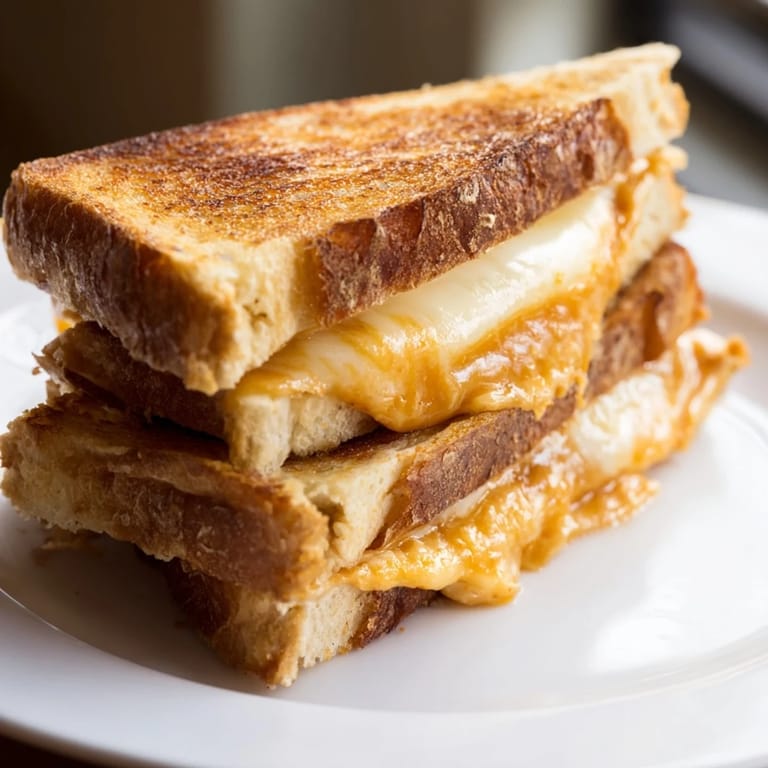Melted cheddar cheese bubbling in a Honey Chipotle Butter Grilled Cheese, a delicious vegetarian sandwich.