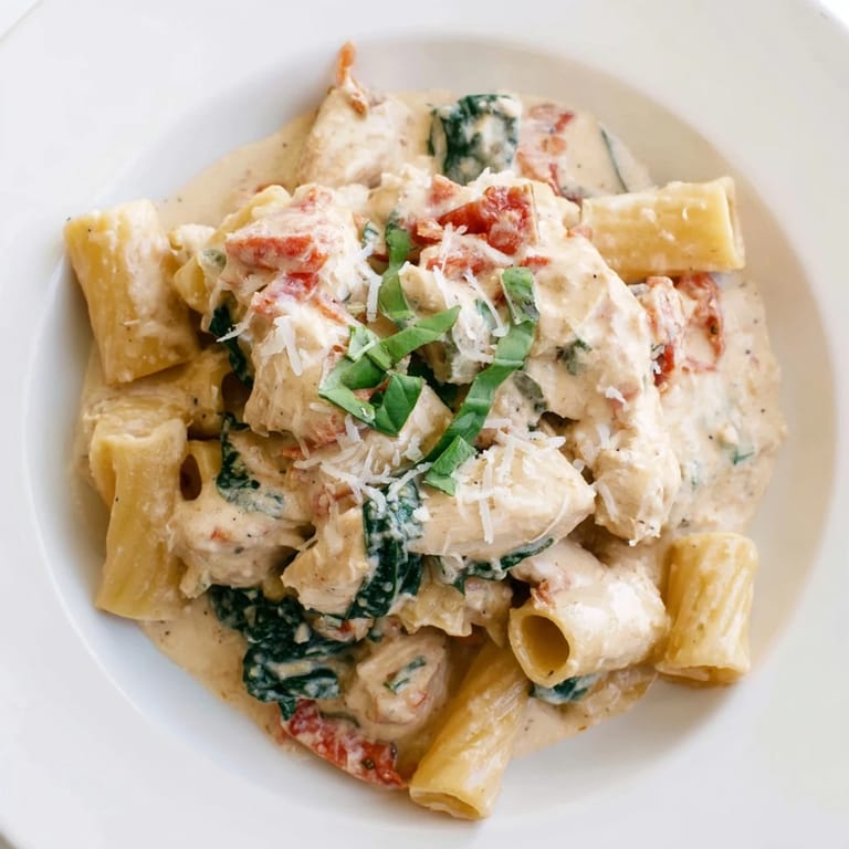 A hearty bowl of Budget-Friendly Marry Me Chicken Pasta: creamy sauce coating penne, chicken visible, ready to serve.