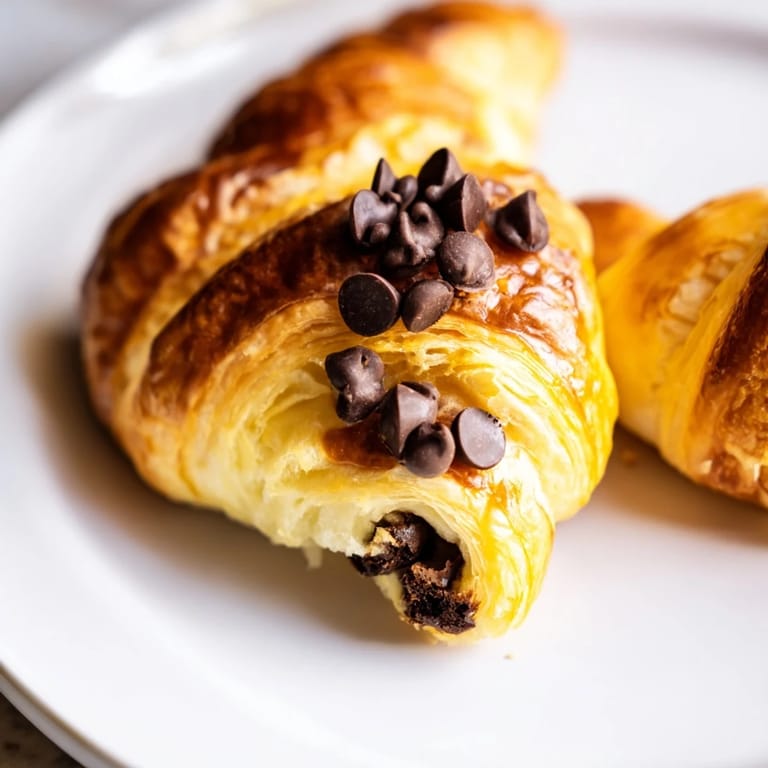 Freshly baked Viral Crookie, showing the perfect blend of croissant and chocolate chip cookie.