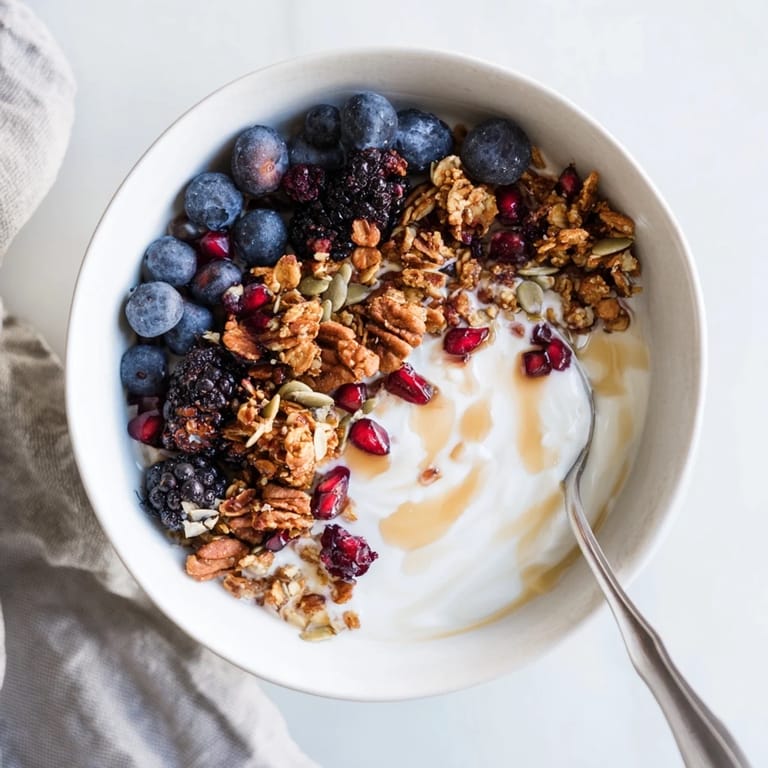 Spoon into creamy probiotic yogurt, then sprinkle with the crunchy oat and nut topping for a satisfying, gluten-free friendly morning meal.