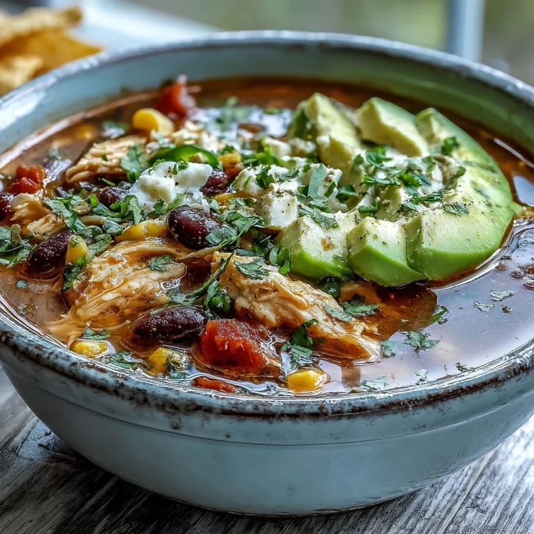 Hearty Southwestern Turkey Soup simmering in a pot with corn and black beans.