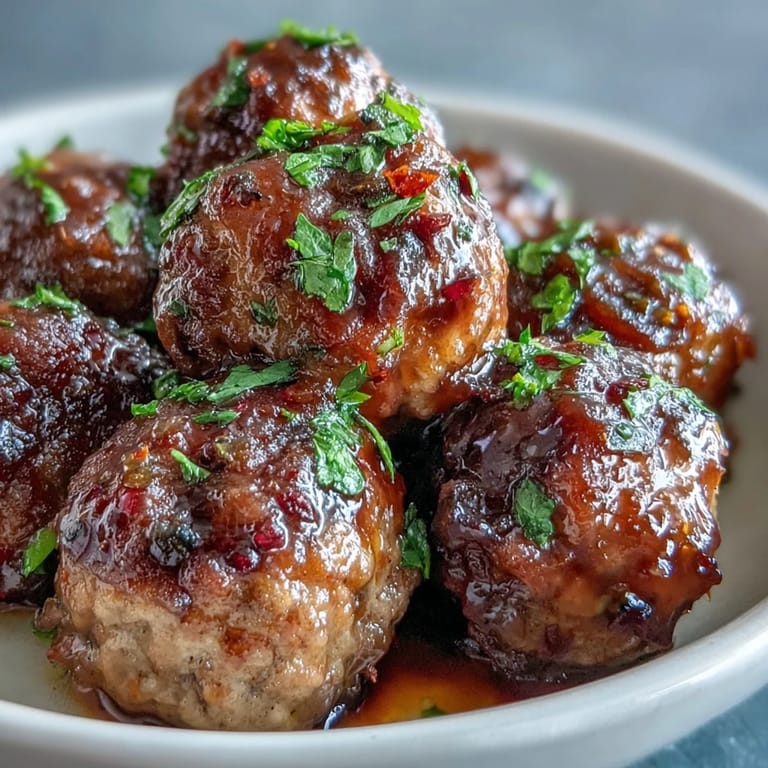 Golden Slow Cooker Peach Glazed meatballs simmered in a rich peach and chili sauce, ready to serve over fluffy rice for a hearty main dish.