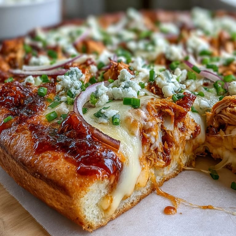 Slice of cheesy Buffalo Chicken Pizza on a plate next to crisp celery sticks, serving a classic game day dinner.