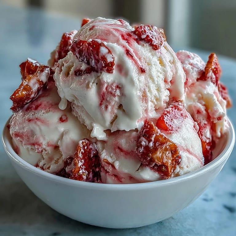 Close-up view of crumbled freeze-dried strawberries and banana chips topping the yogurt clusters.