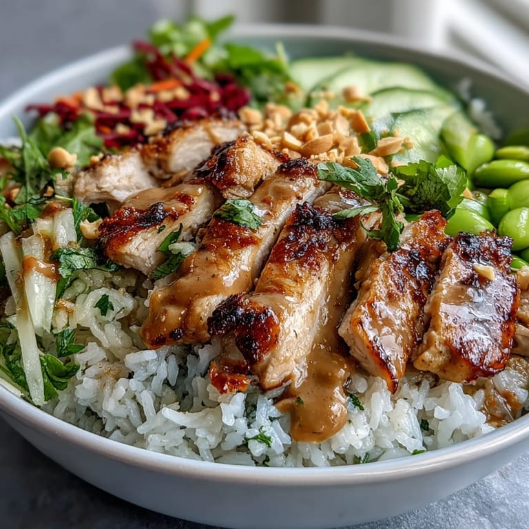Fresh lime wedges and chopped peanuts sit beside the vibrant bowl, ready for serving.